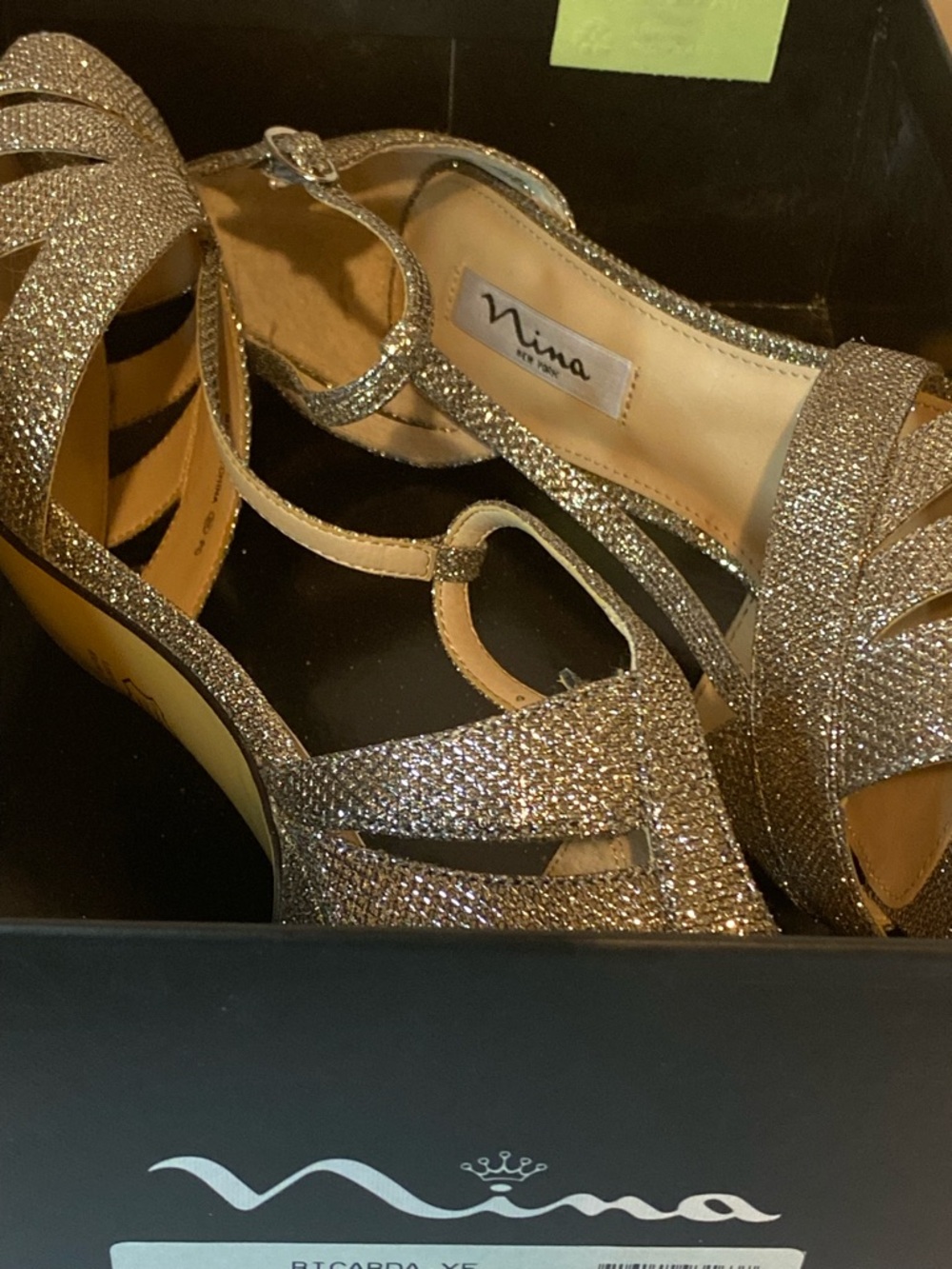 Nina Glitter T-Strap Peep-Toe Heels in Silver - Picture 15 of 16